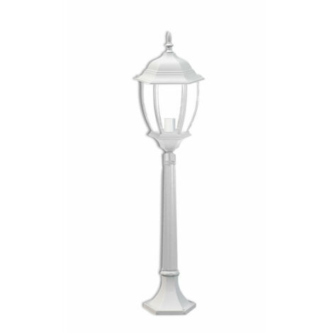 Trade Shop - GARTENLAMPE 870MM GLASLATERNE E27 AUSSENLEUCHTE ALUMINIUM ES39 WEISS -