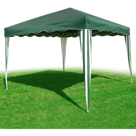 Trade Shop - Gazebo 3x3 Mt Pieghevole Richiudibile Tendone Giardino Colore Verde Impermeabile -