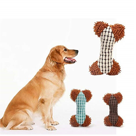 TRADE SHOP - Gioco Peluche Osso Morbido Suono Stridulo Tessuto Per Cani Masticare Morde Denti -