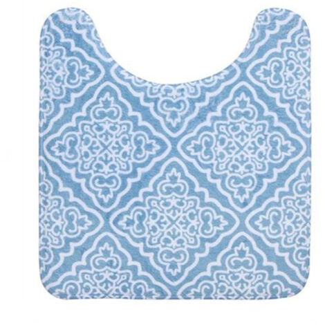 Trade Shop - Girowater Alfombra De Baño Azul Claro Estampada Con Mayólica 87033 -