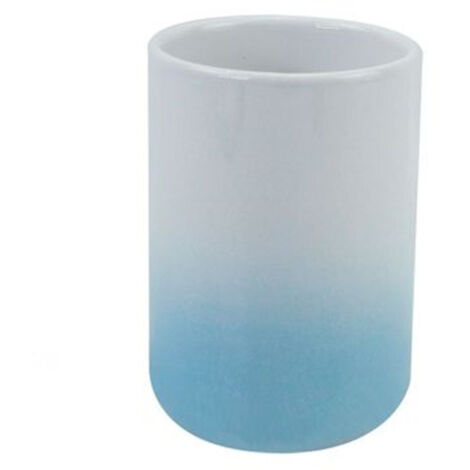 Trade Shop - Glas Halter Tasse Zahnpasta Weiß Blau Möbel Badezimmer Zubehör 59911 -