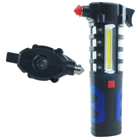 Trade Shop - Glasbrecherhammer mit LED-Taschenlampe, magnetischer Notfalllampe ZJ80 -