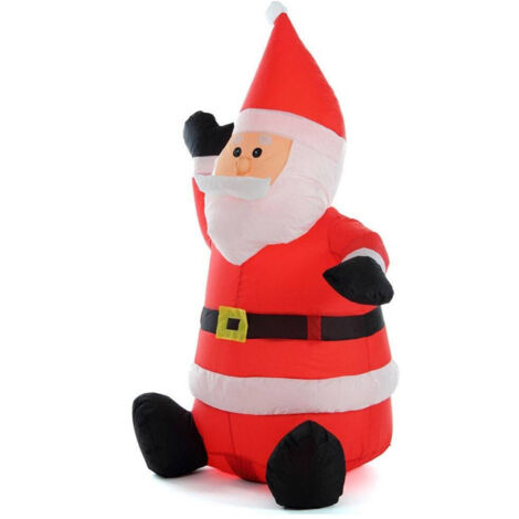TRADE SHOP - Gonfiabile Babbo Natale Seduto Con Illuminazione Led Altezza 120 Cm Per Esterno -