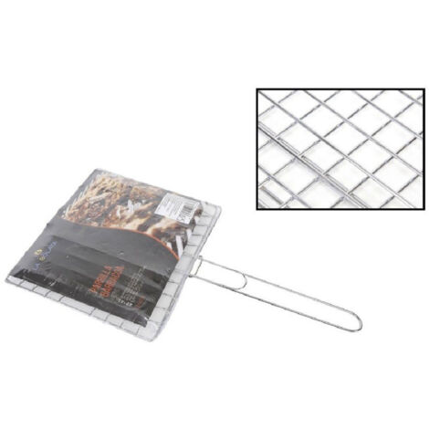 TRADE SHOP - Graticola Griglia Barbecue Doppia In Ferro Grigliata Pesce Arrosto 21.5 X 19.5cm -