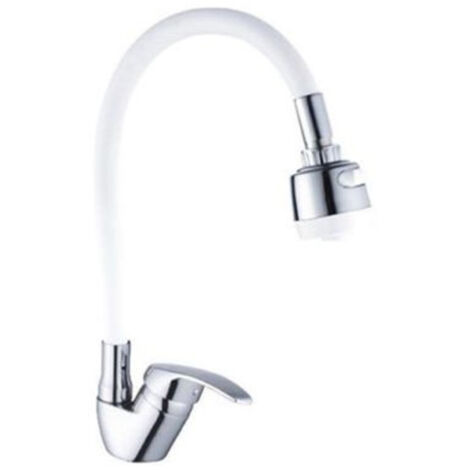 Trade Shop - Grifo De Fregadero Mezclador Con Ducha Mano Ducha Para Hogar Cocina Flexible Blanco -