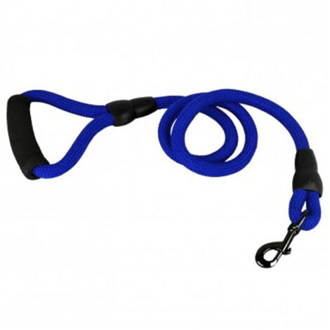 TRADE SHOP - Guinzaglio A Corda Nylon Cani Cane Taglia Media 120 Cm Con Moschettone Nero - Blu