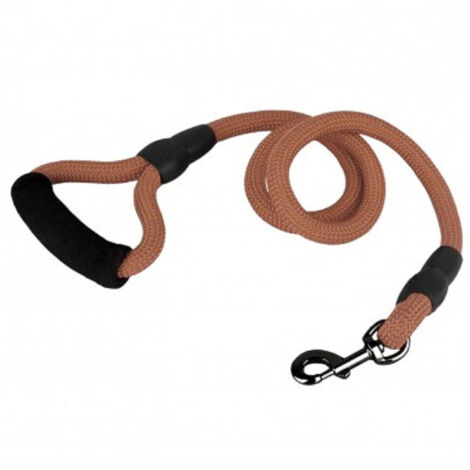 TRADE SHOP - Guinzaglio A Corda Nylon Cani Cane Taglia Media 120 Cm Con Moschettone Nero - Marrone