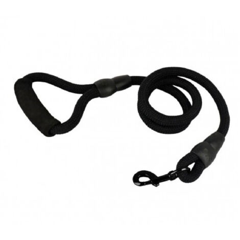 TRADE SHOP - Guinzaglio A Corda Nylon Cani Cane Taglia Media 120 Cm Con Moschettone Nero - Nero