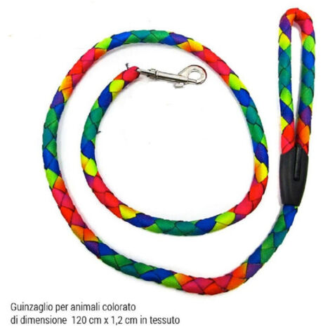 Trade Shop - Guinzaglio Per Animali Cani Cane 1,2x120 Cm In Tessuto Gancio Acciaio Multicolor -