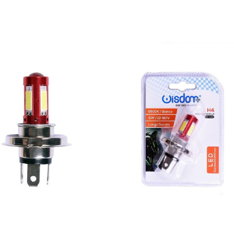 Image of Trade Shop - H4 LED-LAMPE FÜR MOTORRÄDER ROT WEISS LICHT 6500K 5W LANGE LEBENSDAUER XC-1291 -