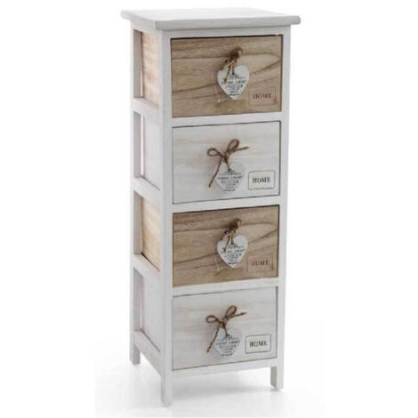 Trade Shop - HÄNGEKOMMODE HERZ 4 ZWEIFARBIGE HOLZSCHUBLADEN HOME 80X26X32CM 793387 -