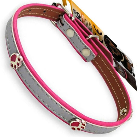 Trade Shop - HALSBAND FÜR HUNDE WELPEN KATZEN TIERE AUS LEDER 40 CM STRASS PFOTE UNISEX -
