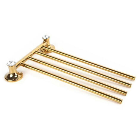 Trade Shop - Handtuchhalter mit 4 Stangen, Badezimmerhalterung, Wandmontage, Home, Gold, DGO-112 -