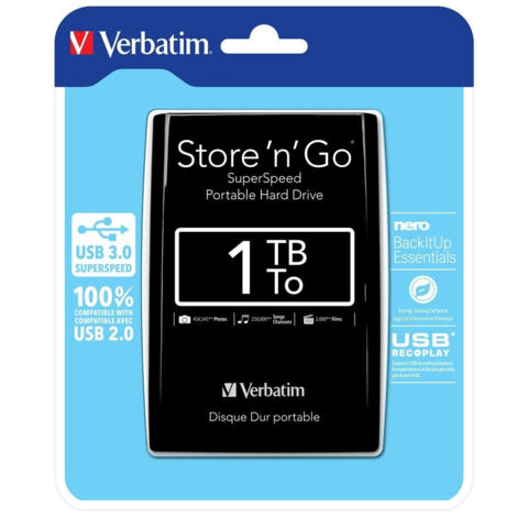 Trade Shop - Hard Disk External 1tb Verbatim 2.5" Autoalimentato Usb 3.0 1000gb Store" N ' Go -
