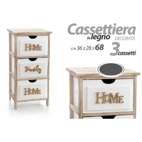 Trade Shop - HOME WEISS HOLZ 3-SCHUBLADEN-KOMMODE MODERN NACHTTISCH 68X36X28 CM 805684 -