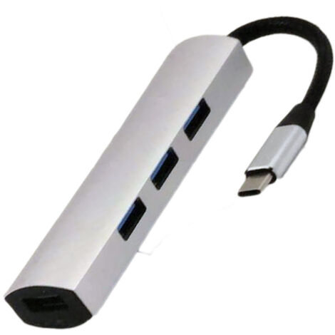 Trade Shop - Hub Adattatore Usb-c Ultra Slim 1 X Micro Usb Ricarica 3 X Porte Usb 3.0 -