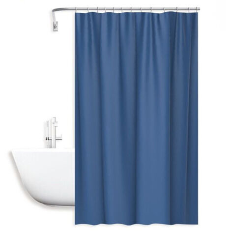 Trade Shop - IMPERMEABILE 180X200CM MIT 12 GANCI ANELLEN BAGNO BLU 69892 -