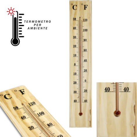 Trade Shop - Innen-Thermometer Außenseite Holzwand ° C ° F Home Office Garden -