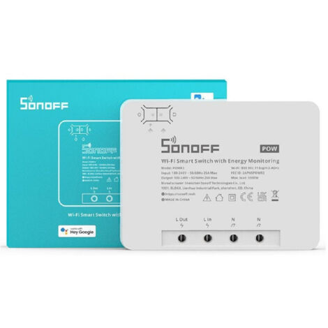 TRADE SHOP - Interruttore Contatore Wifi Smart Con Monitoraggio Energetico Alexa Sonoff Powr3 -