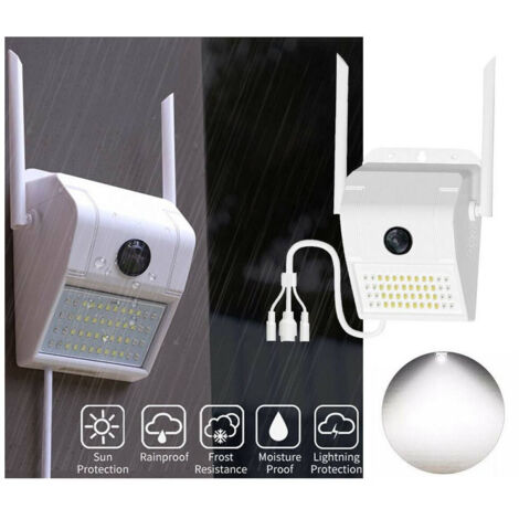 TRADE SHOP - Ip Camera Wifi Esterno 3mp 1080p Led Lampada Solare Ip66 Telecamera Cam Microsd -