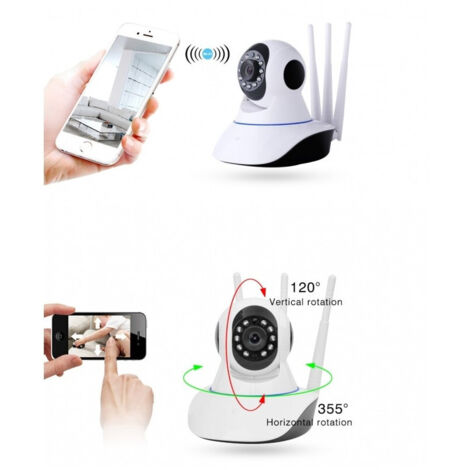Trade Shop - IP TELECAMERA ENTSCHLIESSUNG 1080P HD 3 ANTENNE P3P ROTAZIONE WIFI WEB AUDIO -