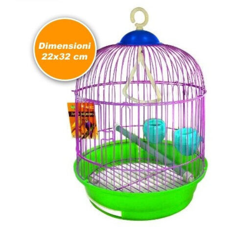 Trade Shop - Jaula Cilíndrica Completa Con Accesorios Para Canarios Loros En Metal -