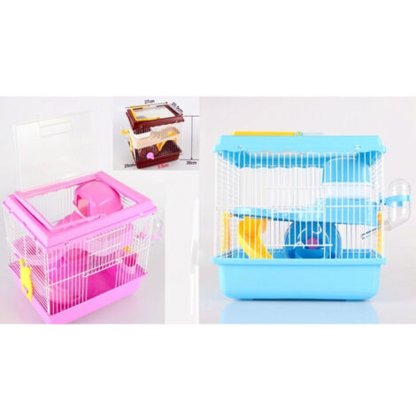 Trade Shop - Jaula Hamster Hamster Roedor Ratón Rueda Deslizante Bebedero Comedero -