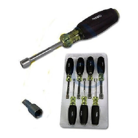 Trade Shop - Juego 7 Destornilladores De Impacto Cr-v Cromo Vanadio Vasos Ergonómicos -