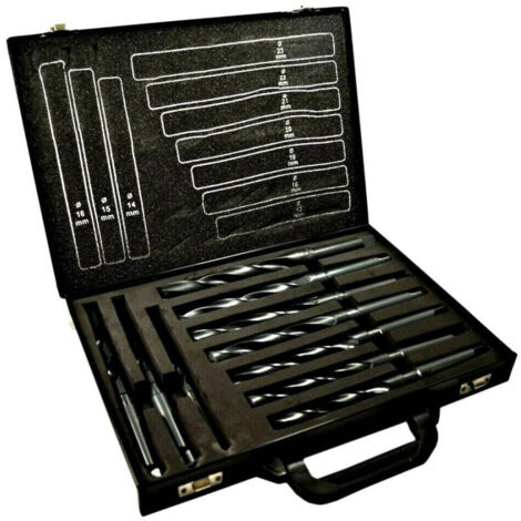 Trade Shop - Juego De 10 Brocas Helicoidales De 14 A 23 Mm Para Madera De Hierro En Estuche -