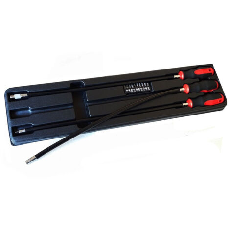 Trade Shop - Juego De 3 Llaves Extra Largas Y Flexibles Con Cortadores Para Taller De Coche 500 Mm -