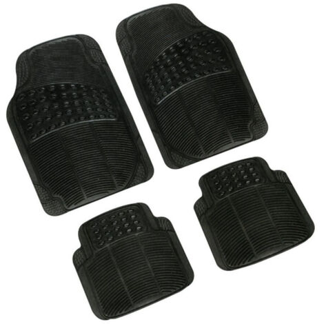 Trade Shop - Juego De 4 Alfombras Universales De Coche En Pvc Negro Caucho Sintético -