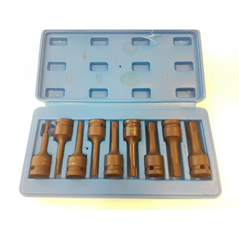 Trade Shop - Juego De 8 Vasos De Impacto Hexagonales Para Herramientas De Atornillador Neumático De 1/2" Tipo H -