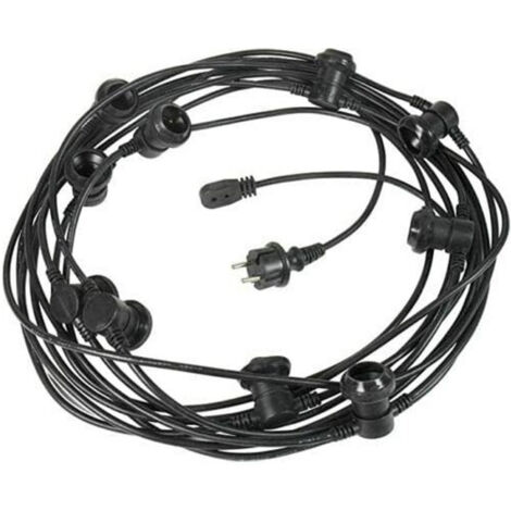Trade Shop - Juego De Cables Con 10 Portalámparas E27 De 10 M Para Exterior E Interior -