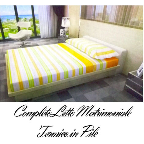 Trade Shop - Juego De Cama De Forro Polar Sábana Superior E Inferior 2 Fundas De Almohada Naranja Verde -