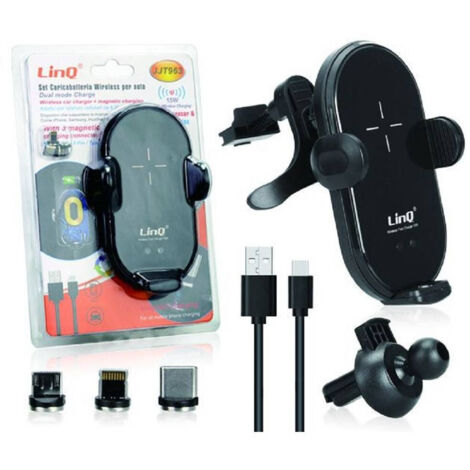 Trade Shop - KABELLOSES KFZ-LADEGERÄT-SET 15W SMARTPHONE 3 MAGNETANSCHLÜSSE JJT963 -