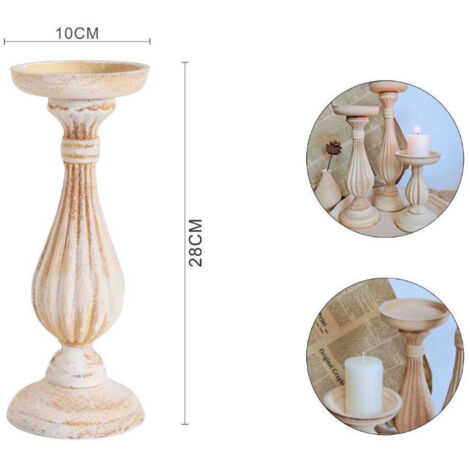 Trade Shop - Kandelaber, Kerzenleuchter, Vintage-Effekt, beige, Kerzenhalter, 10 x 28, Weihnachtsobjekt -