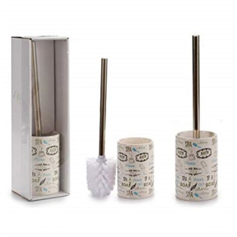 Trade Shop - KERAMIK TOILETTENBÜRSTENHALTER STAHL DESIGN SCHRIFTZUG TOILETTENBÜRSTE 9.6X9.6X36CM BAD WC -