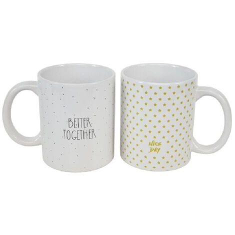 Trade Shop - Keramikbecher mit verschiedenen Schriftzügen für das Milchfrühstück 211167 -