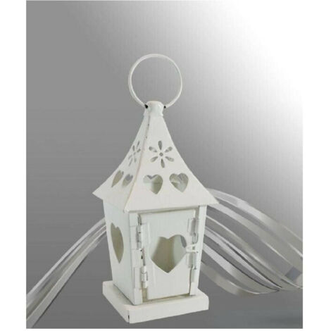 Trade Shop - Kerzenhalter, weiße Metalllaterne, Hochzeitsgeschenk, 90539 -