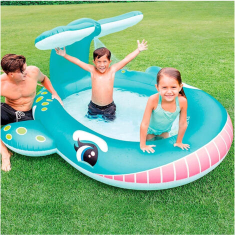 Trade Shop - KINDERPOOL WHALE SPLASH 201X196X91CM MEHRFARBIGER GARTEN SOMMER 57440 -