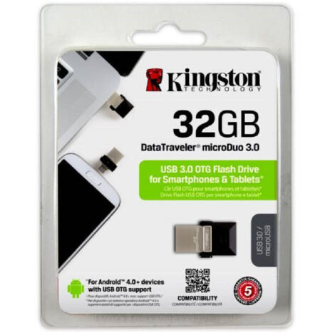 Trade Shop - Kingston 32gb Dtduo3.0 Microduo Usb 3.0 Otg Micro Usb Flash Memoria Drive 32 Gb -
