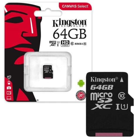 Trade Shop - KINGSTON MICRO SD 64 GB CLASS 10 MICROSD 80 MB/S CANVAS SPEICHERKARTE 64GB -