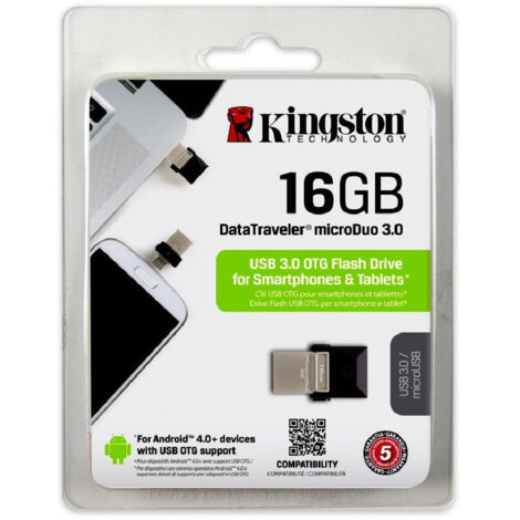 Trade Shop - Kingston Pen Drive 16 Gb Con Attacco Usb 3.0/microusb Smartphone Tablet Duo-16gb -
