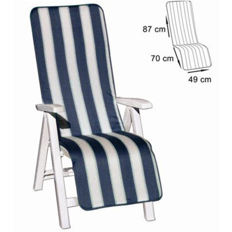 Trade Shop - KISSENSTUHL DECK CHAIR GARTEN SITZ RÜCKENLEHNE STREIFEN BLAU 157X49CM -