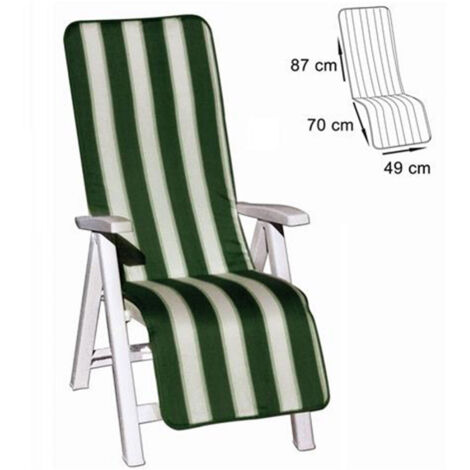 Trade Shop - KISSENSTUHL DECK CHAIR GARTEN SITZ RÜCKENLEHNE STREIFEN GRÜN 157X49CM -