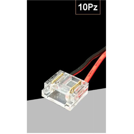 TRADE SHOP - Kit 10 Pezzi Connettore Alimentazione Per Striscia Strip Led 2 Pin 8 Mm Cn8mm-cv -