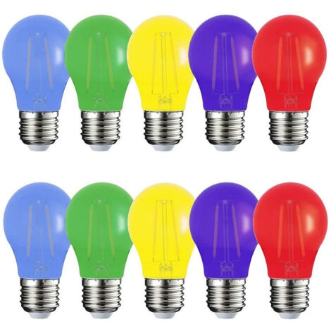 Trade Shop - Kit 10 Pezzi Lampadina Led Abs Acrilico 220 Lm Luz Calda Colorata Filation E27 -