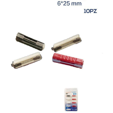 TRADE SHOP - Kit 10 Pz Fusibili Bilama Auto Moto Scooter 6x25mm 5a/8a/16a/20a/25a/30a Xc-1316 -