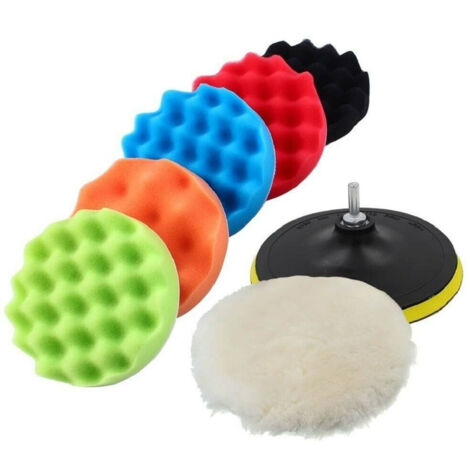 Trade Shop - Kit 10 Pz Spugna Lucidante Ceratura + Adattatore Per Trapano Lucidatrice 125mm -