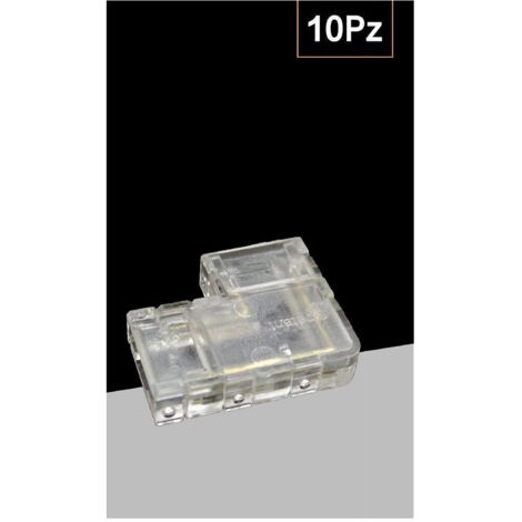Trade Shop - Kit 10pz Connettore Trasparente Angolare Per Striscia Strip Led 2pin 8mm Cn8mm-l -